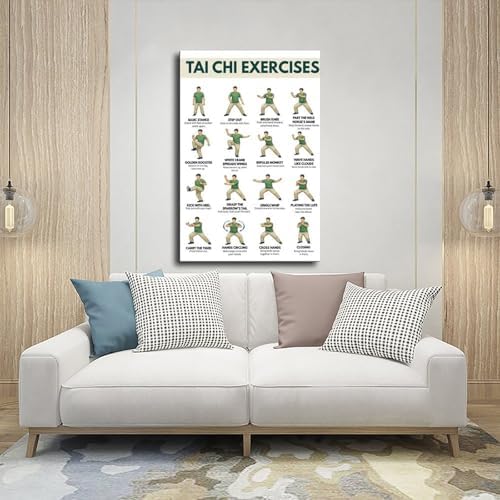 Tai Chi Exercise for Men Tai Chi Walking Exercise Chart for Men Canvas Poster Bedroom Decor Room Decor Frame 20x30inch
