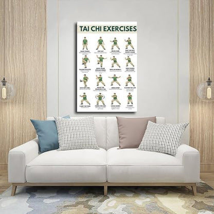 Tai Chi Exercise for Men Tai Chi Walking Exercise Chart for Men Canvas Poster Bedroom Decor Room Decor Frame 20x30inch