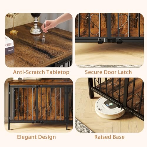 71" Double Dog Crate with Elevated Legs, Brown
