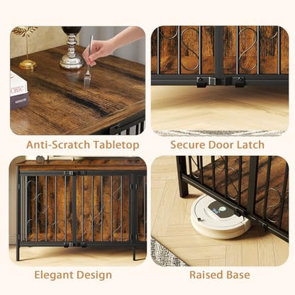 71" Double Dog Crate with Elevated Legs, Brown