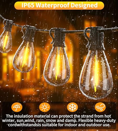 200FT Outdoor String Lights, Ultra Long LED Patio Lights with Shatterproof High Brightness S11 Edison Bulbs, Outside Hanging Light Waterproof for Backyard Deck Porch Party Decor 2700K