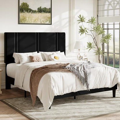 Queen Platform Bed Frame with Adjustable Headboard