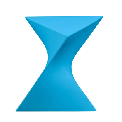 15.75" Triangular Side Table, Stackable Plastic Accent End Table for Indoor & Outdoor Use, Weather-Resistant Modern Patio & Living Room Table, Set of 2, Blue