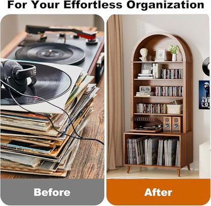 Arched Large Record Player Stand,Holds Up 350+ Albums,31.5''W
