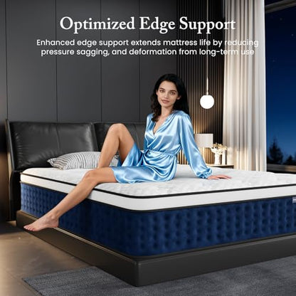 Queen Mattress, 14 Inch Hybrid Mattress Queen Size in a Box with Gel Memory Foam [New Version], Individually Pocket Coils Springs, Pressure Relief Motion Isolation, Edge Support, Medium Firm