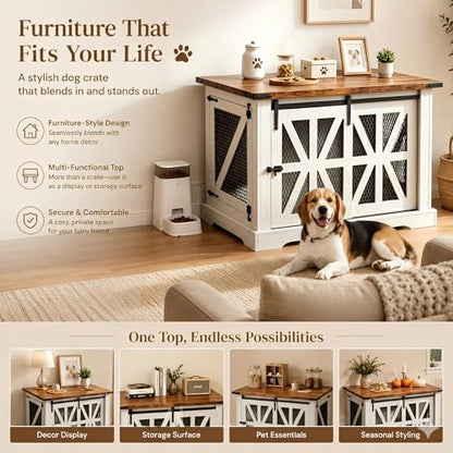 40" Dog Crate Furniture with Sliding Doors for Medium Dogs Up to 45 lbs
