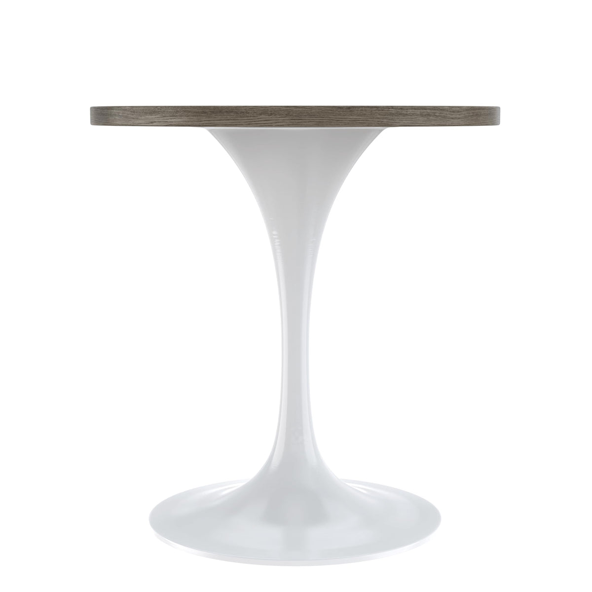Mid-Century Modern 27 Inch Round Dining Table, MDF Wood Tabletop with White Steel Pedestal Base, Contemporary Kitchen & Dining Room Table, Small Space Breakfast Table, Dark Maple