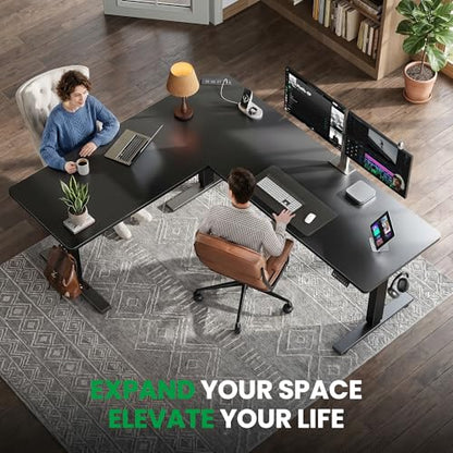 63x55 Inch L-Shaped Standing Desk with Charging Station Corner Desk
