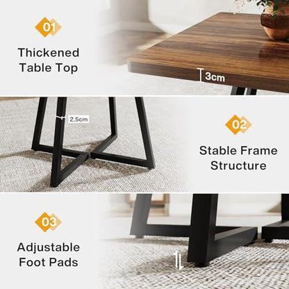 Tribesigns Square Dining Table for 2, 31.5" Industrial Dinner Table with Metal Base, Kitchen Table for Dining Room, Small Space, Apartment, Rustic Brown & Black