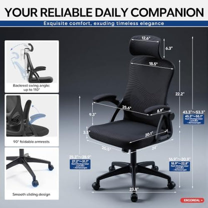 Ergonomic Mesh Office Chair with Headrest, Lumbar Support, 400 lbs