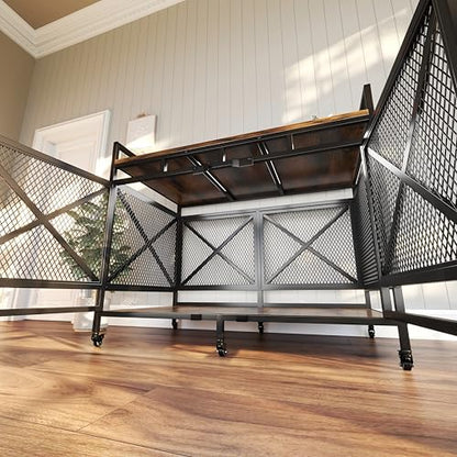 48" Dog Crate Furniture with Wheels, Brown