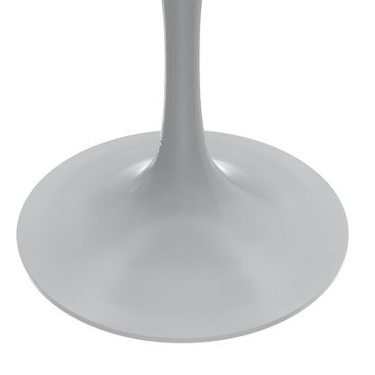 Mid-Century Modern 27 Inch Round Dining Table, MDF Wood Tabletop with White Steel Pedestal Base, Contemporary Kitchen & Dining Room Table, Small Space Breakfast Table, Dark Maple