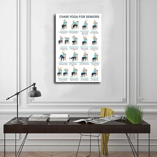 Chair Yoga for Seniors Seated Chair Yoga Chart Home Exercises Workout Seniors Canvas Poster Bedroom Decor Room Decor Unframe 20x30inch