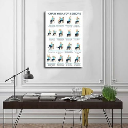 Chair Yoga for Seniors Seated Chair Yoga Chart Home Exercises Workout Seniors Canvas Poster Bedroom Decor Room Decor Unframe 20x30inch
