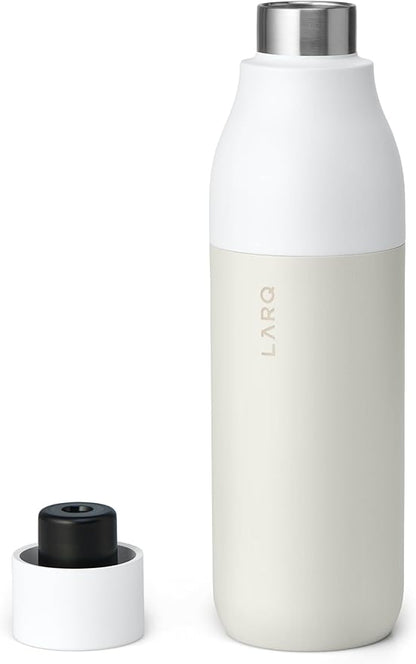 LARQ Bottle PureVis 25 oz - Self-Cleaning and Insulated Stainless Steel Water Bottle with UV Water Purifier and Award-winning Design | Reusable & Travel Friendly, Granite White