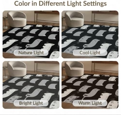 5'x7' Midnight Black Cat with Silver Accents Washable Area Rug
