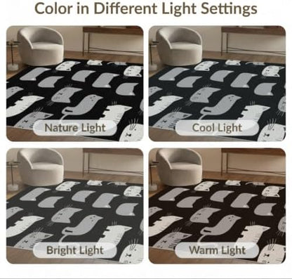 5'x7' Midnight Black Cat with Silver Accents Washable Area Rug