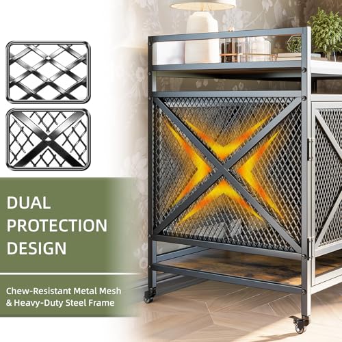 48" Dog Crate Furniture with Wheels, Brown