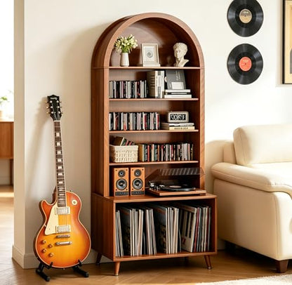 Arched Large Record Player Stand,Holds Up 350+ Albums,31.5''W