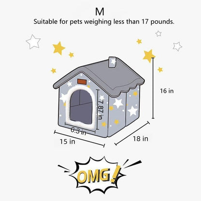 Dog House Indoor Memory Sponge, Foldable Dog House Kennel Bed Mat with Cushion for Small Medium Large Dogs Cats, Winter Warm Cat Nest Puppy Cave Sofa Pet Products (Medium)