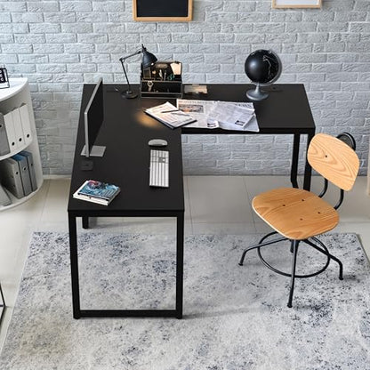 55 x 60 Commercial-Grade L-Shape Corner Office Computer Desk, Black