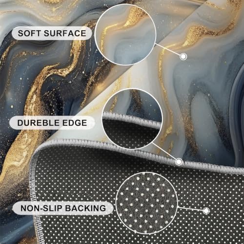 Marble Round Area Rug - 3.3ft Abstract Marble Round Rug for Kitchen, Modern Luxury Circle Rugs Washable Soft Non-Slip Carpet for Bathroom Kitchen Decor Mat