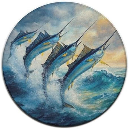 Highly Premium Quality Floor Mat, Office Chair Decor Mat, Room Sofa Yoga Soft Round Carpet Whimsical Fish Painting, 36inch