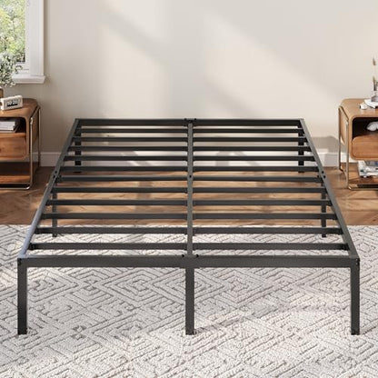 Full Size Bed Frame, 12 Inch Metal Beds with Storage Space, Black