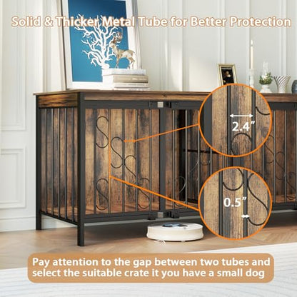 71" Double Dog Crate with Elevated Legs, Brown