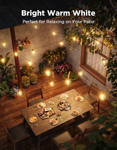 Govee Clear Bulb Outdoor String Lights 144ft, RGBWIC Smart Outdoor Lights with 45 Dimmable LED Bulbs, 111 Scene Modes, IP67 Waterproof & Shatterproof, Works with Alexa, Google & Matter for Patio