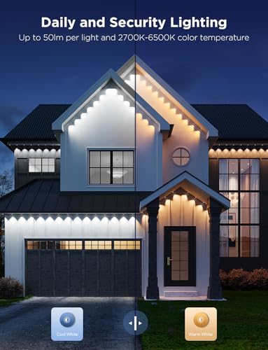 Govee Permanent Outdoor Lights Pro, 200ft with 120 RGBIC LED Lights for Daily and Accent Lighting, 75 Scene Modes for Patio Decor, IP67 Waterproof, Works with Alexa, Google Assistant, Matter, White