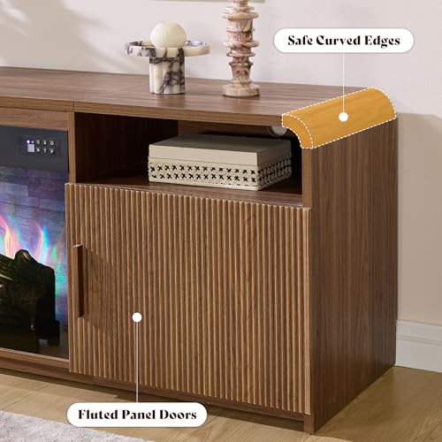 70" Fluted Fireplace TV Stand with 30" Electric Fireplace