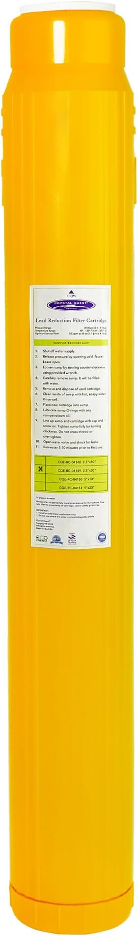 Crystal Quest Lead Water Filter Cartridge – Advanced Lead & Cyst Filtration, Durable PP Build, Steady Flow, Easy Installation, Long-Lasting Use, Fit for Crystal Quest Systems - 2-7/8" x 20"