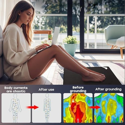 Large Size Grounding Mat, Grounding Pad for Stress, Pain, Inflammation& Wellness Support, Yoga Mat at Home,Office. Extra Conductive Test Pen Included.(26.8x18inch)