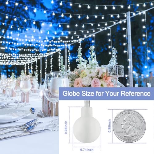100ft Globe String Lights Indoor Outdoor Waterproof, 200 LED White Christmas Fairy Lights Plug in with Remote, Connectable Hanging Lights for Bedroom Patio Holiday Tree Party Christmas Decor