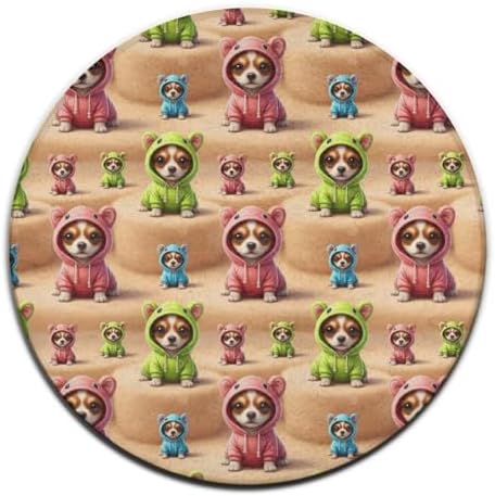 Men's Large Home Decor Mat, Soft Round Yoga Carpet, Non Slip Machine Washable Home Office Circle Rug Cute Chihuahua Puppy Dog, 36inch