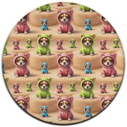 Men's Large Home Decor Mat, Soft Round Yoga Carpet, Non Slip Machine Washable Home Office Circle Rug Cute Chihuahua Puppy Dog, 36inch