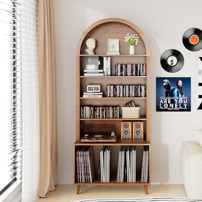 Arched Large Record Player Stand,Holds Up 350+ Albums,31.5''W