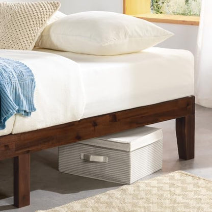 Naturalista Classic - 12 Inch Solid Wood Platform Bed with Wooden Slats, No Box Spring Needed, Easy Assembly, Queen, Espresso