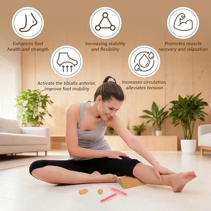EVERYMATE Cork Balance Board Kit, Foot & Ankle Strengthener with Massage Roller/Ball,Balance Board Half & Half-Moon Ball, for Enhance Mobility & Prevent Falls Improve Foot Function for Home/Office/Gym