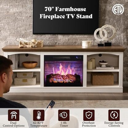 70" Fireplace TV Stand for TVs up to 80" One-Box Delivery