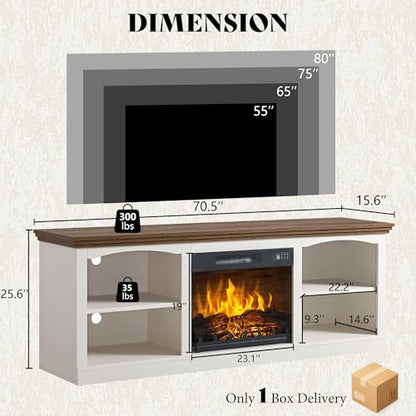 70" Fireplace TV Stand for TVs up to 80" One-Box Delivery