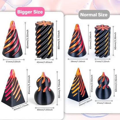 3D Printed Fidget Toys (4 Pack), Impossible Cone & Pyramid Spiral Toy, Optical Illusion Passthrough Desk Toys for Adults & Kids, Stress Relief Sensory Fidgets for Anxiety, Cool Office Gifts, 4PCS XL