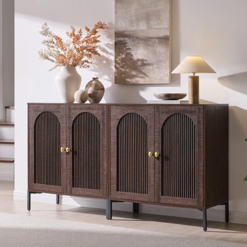 61.75" W Mid Century Modern TV Stands for Living Room, Brown