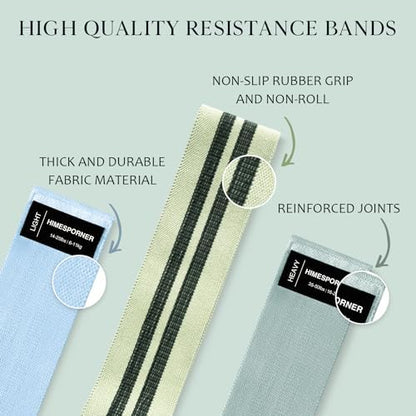HIMESPORNER Wide Fabric Resistance Bands for Working Out 3 Level