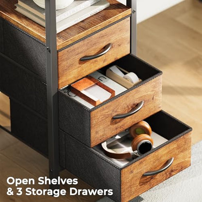 L Shaped Office Desk with Power Outlets & 3 Drawers