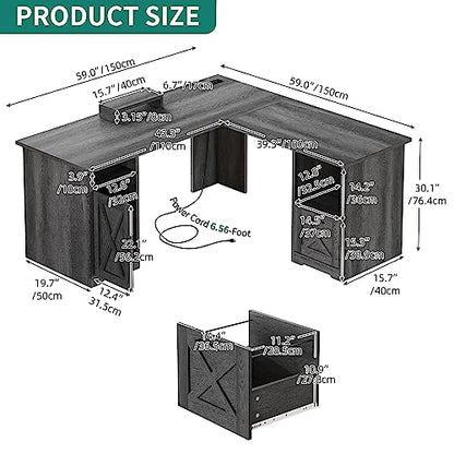 L Shaped Desk with Power Outlets
