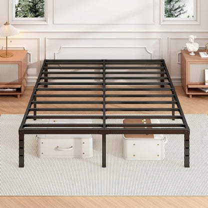 16 Inch Full Bed Frame, Under Bed Storage, Black