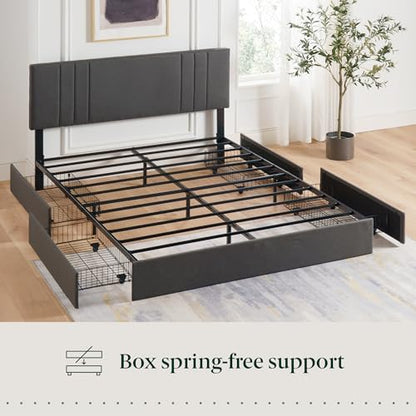 Zinus Billie Platform Bed Frame, Four Underbed Storage Drawers, King