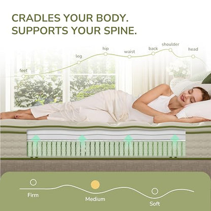 Queen Mattress 10 Inch Hybrid Memory Foam Mattress in a Box with Individual Pocket Innerspring for Motion Isolation & Pressure Relief, Edge Support, Medium Firm